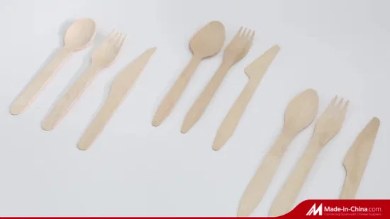 Couverts en bois biodégradables jetables et compostables, vaisselle, ustensiles de cuisine, fourchette